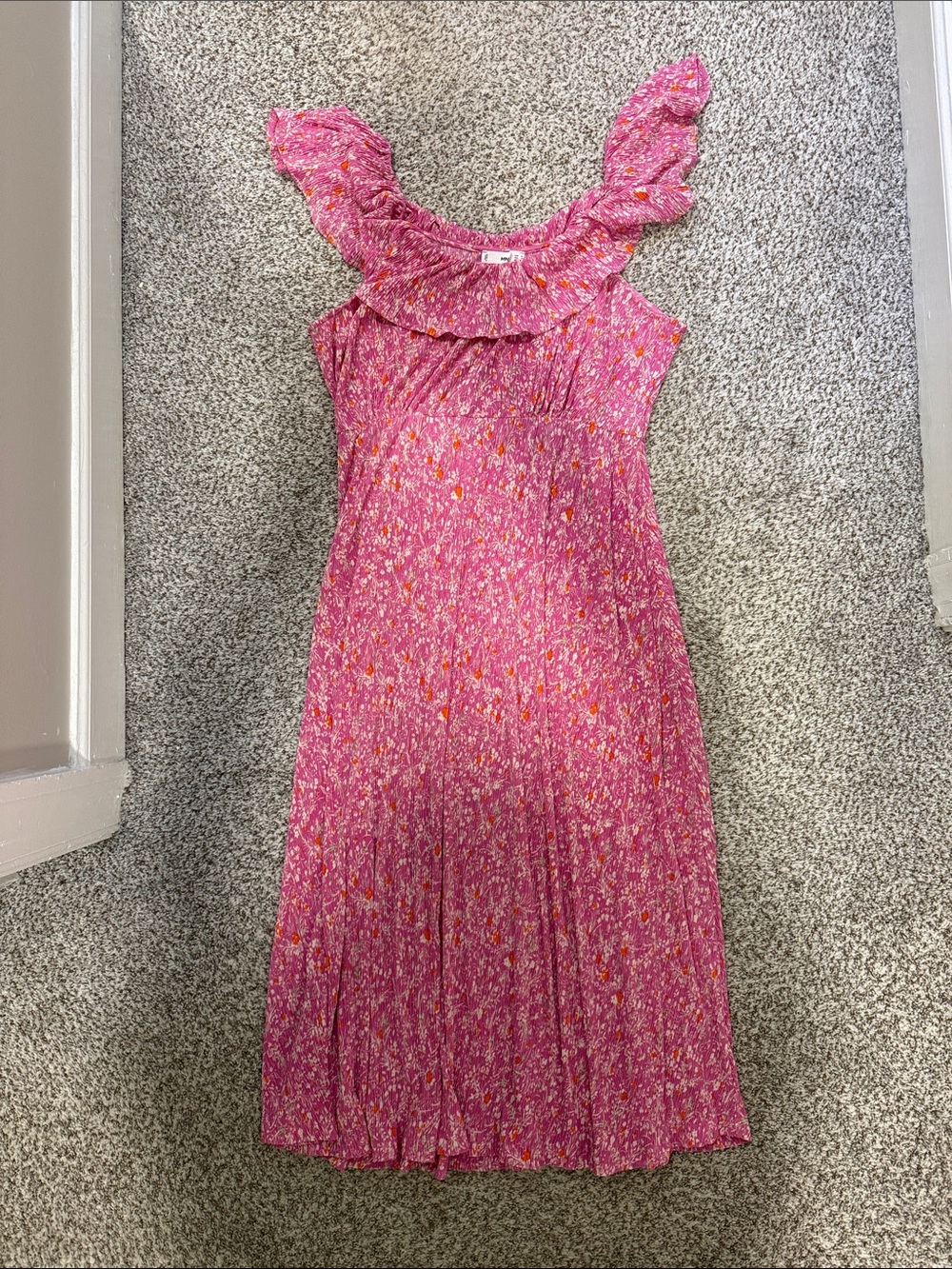 Mango pink floral midi dress Sz Xl extra large